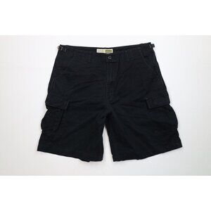 Vintage Cabelas Mens 38 Faded Heavyweight Surplus Cargo Shorts Black Cotton
